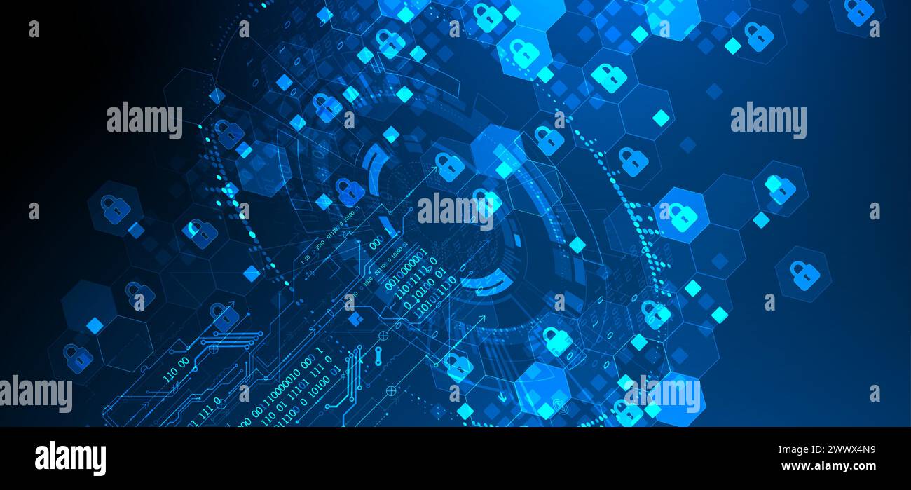 Sicherer digitaler Hintergrund. Virtuell vertraulich, Programmierschutz. Handgezeichneter Vektor. Stock Vektor