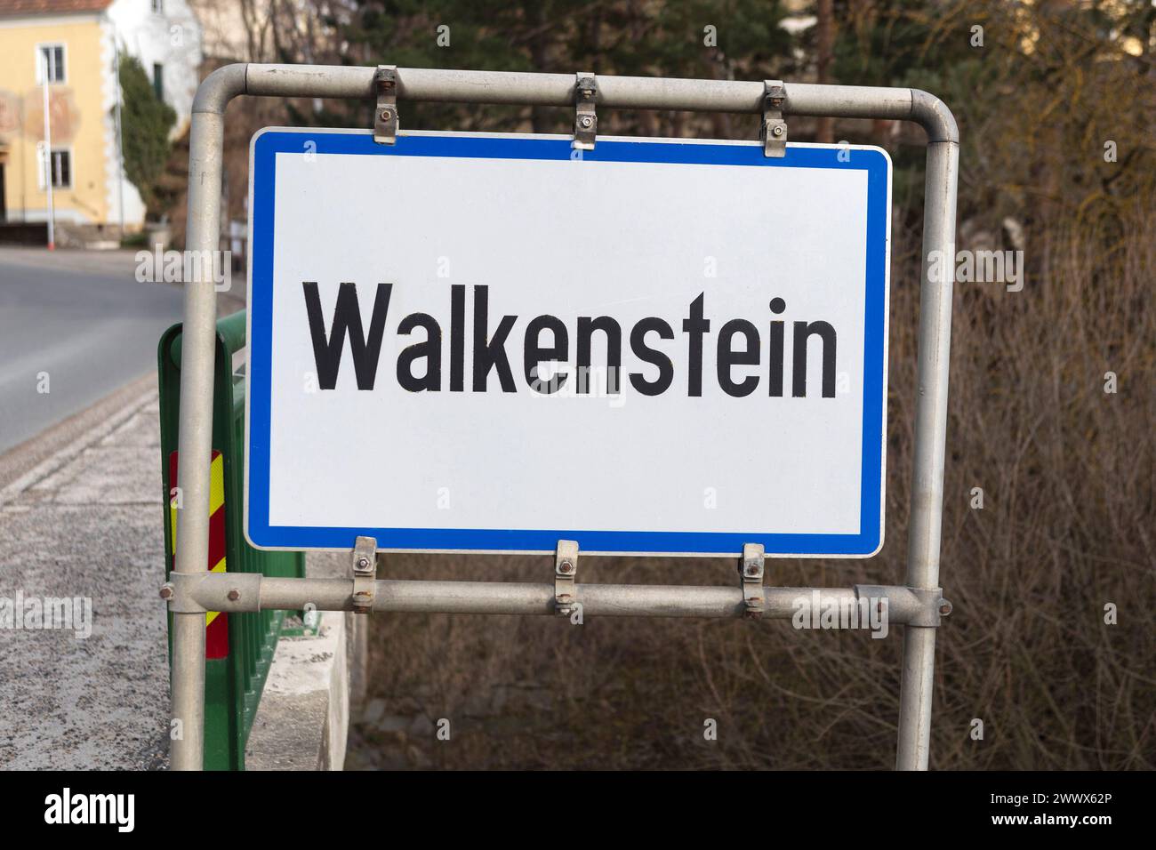 Ortsschild, Walkenstein, Waldviertel, Niederösterreich, Österreich Stockfoto