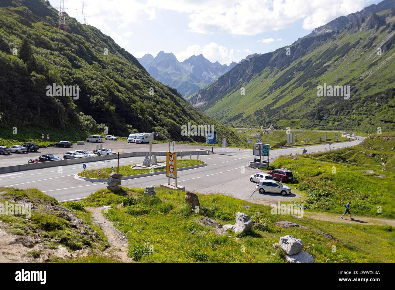 Arlbergpass, St. Christophen, Arlbergpass Road, Österreich Stockfoto