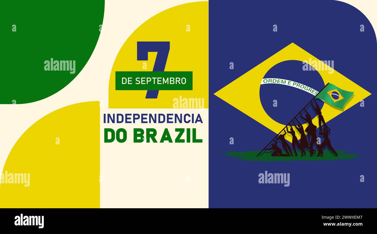 Nationalfeiertag oder Unabhängigkeitstag Design für brasilianische Feier Vektor-Illustration. 7 de setembro, independencia do brasil, (Übersetzung : 7 Septem Stock Vektor