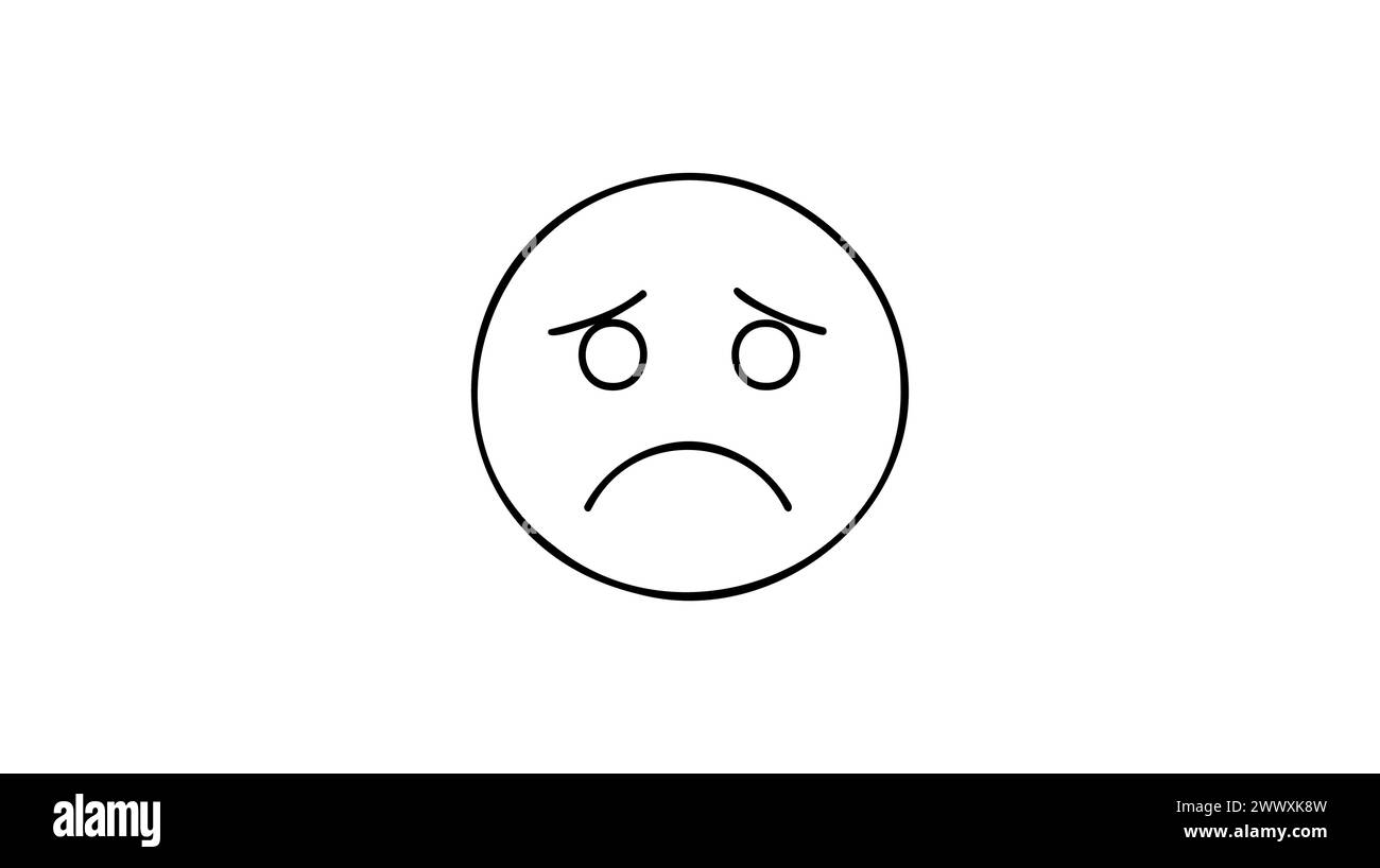 Müdes trauriges Gesicht Emoticon Symbol Vektor-Illustration. Modellstil. Stock Vektor