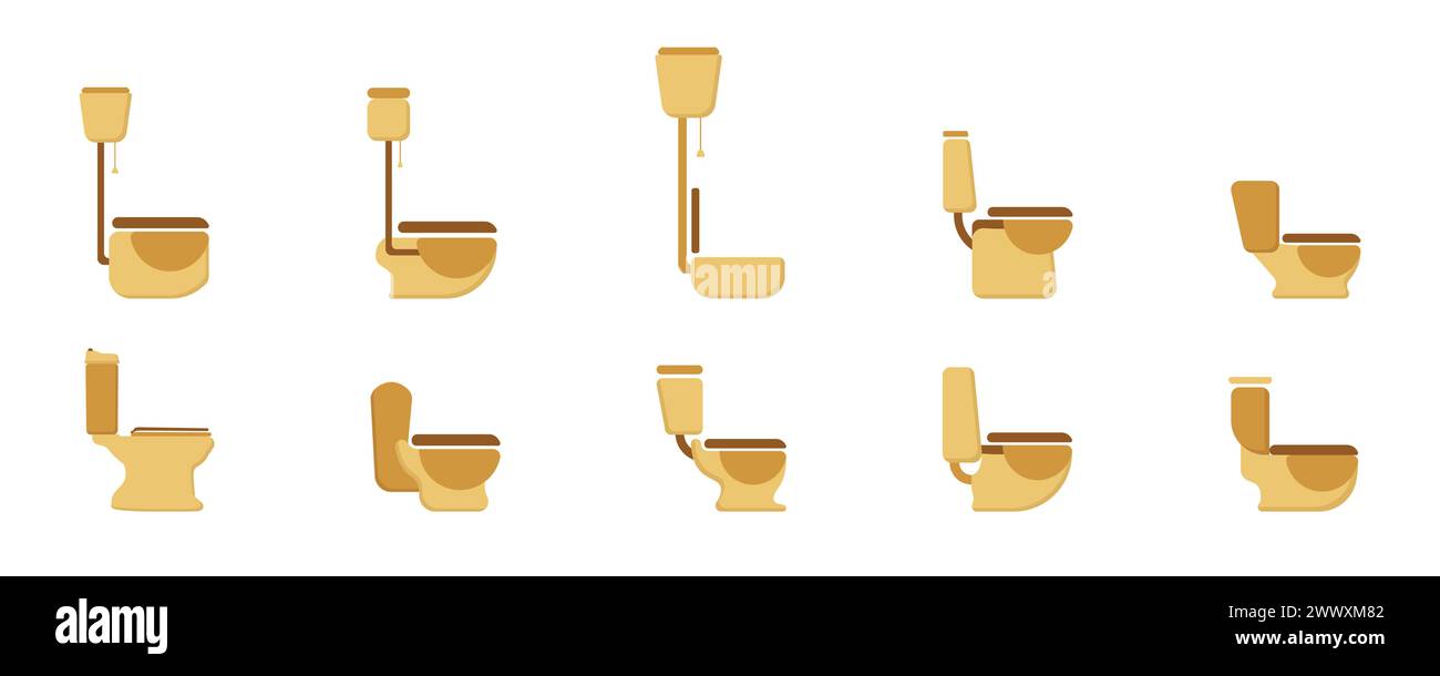 Toilettenlogo in schlichter Farbe. Einfache, elegante, lineare Toilette. Möbel für das Vektorbad. Symbol Toilettenschüssel. Vektorabbildung. Stock Vektor