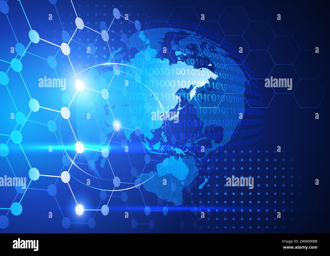 Futuristischer abstrakter Vektorhintergrund von verbundenen Linien und Punkten, für Technologie, Digital, Internetverbindung und Blockchain-Thema Stock Vektor