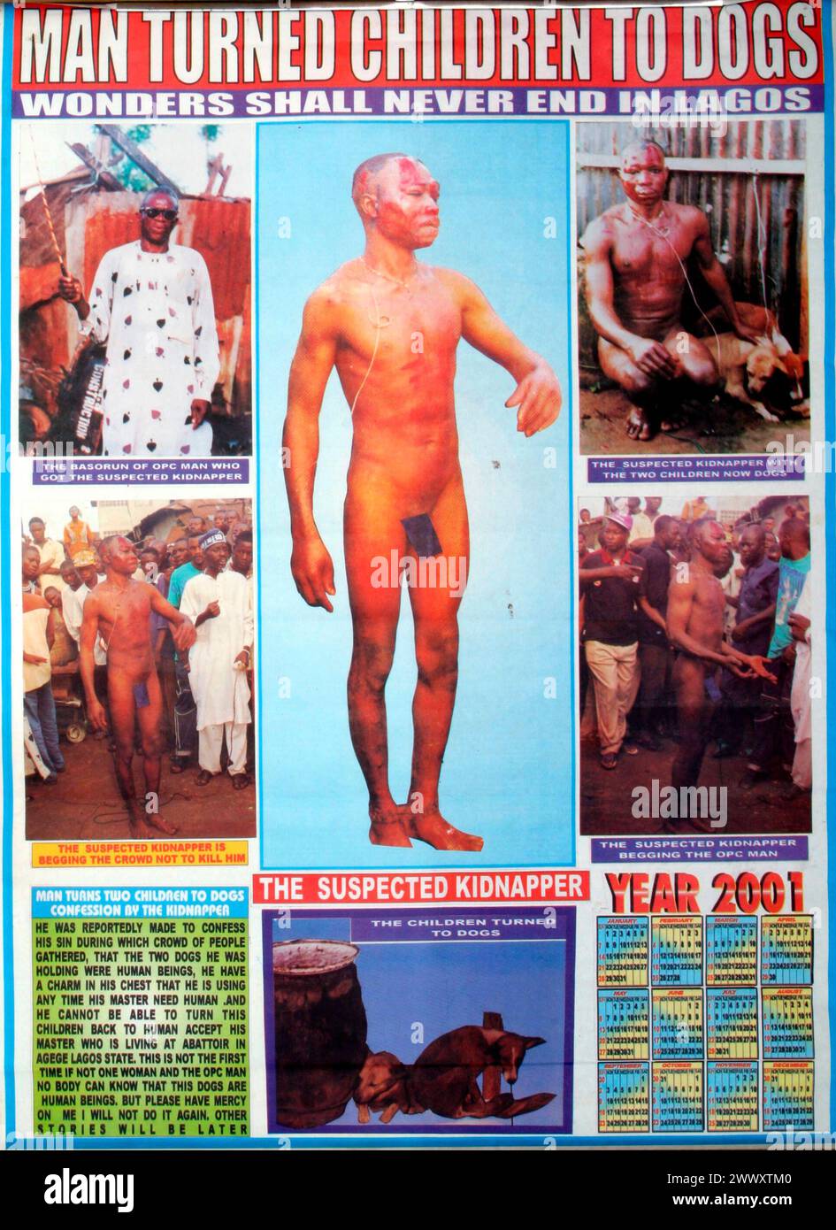 Glaube, Religion und Sektenpropaganda aus Nigeria. 26.11.2004, EU, DEU, Deutschland, Nordrhein-Westfalen, Essen: Plakate Christlicher Sekten die mit Bildgeschichten gegen angebliche Hexerei kaempfen. Aus der Sammlung Henning Christoph im SOUL OF AFRICA Museum. EU, DEU, Deutschland, Nordrhein-Westfalen, Essen: Plakate christlicher Sekten im Kampf gegen vermeintliche Hexerei mit Bildergeschichten. Aus der Henning Christoph Collection im SOUL OF AFRICA Museum. Stockfoto