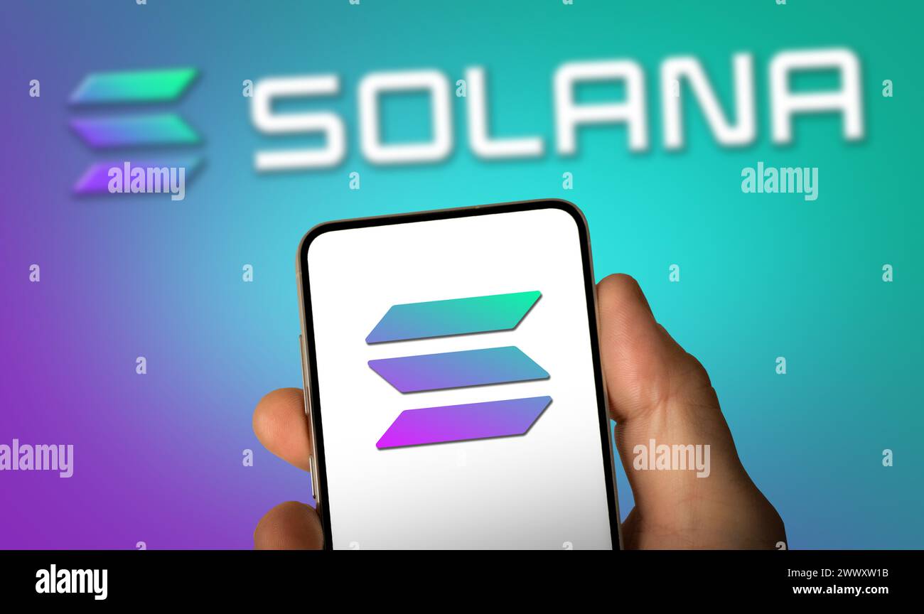 Solana Blockchain-Plattform Kryptowährung Stockfoto