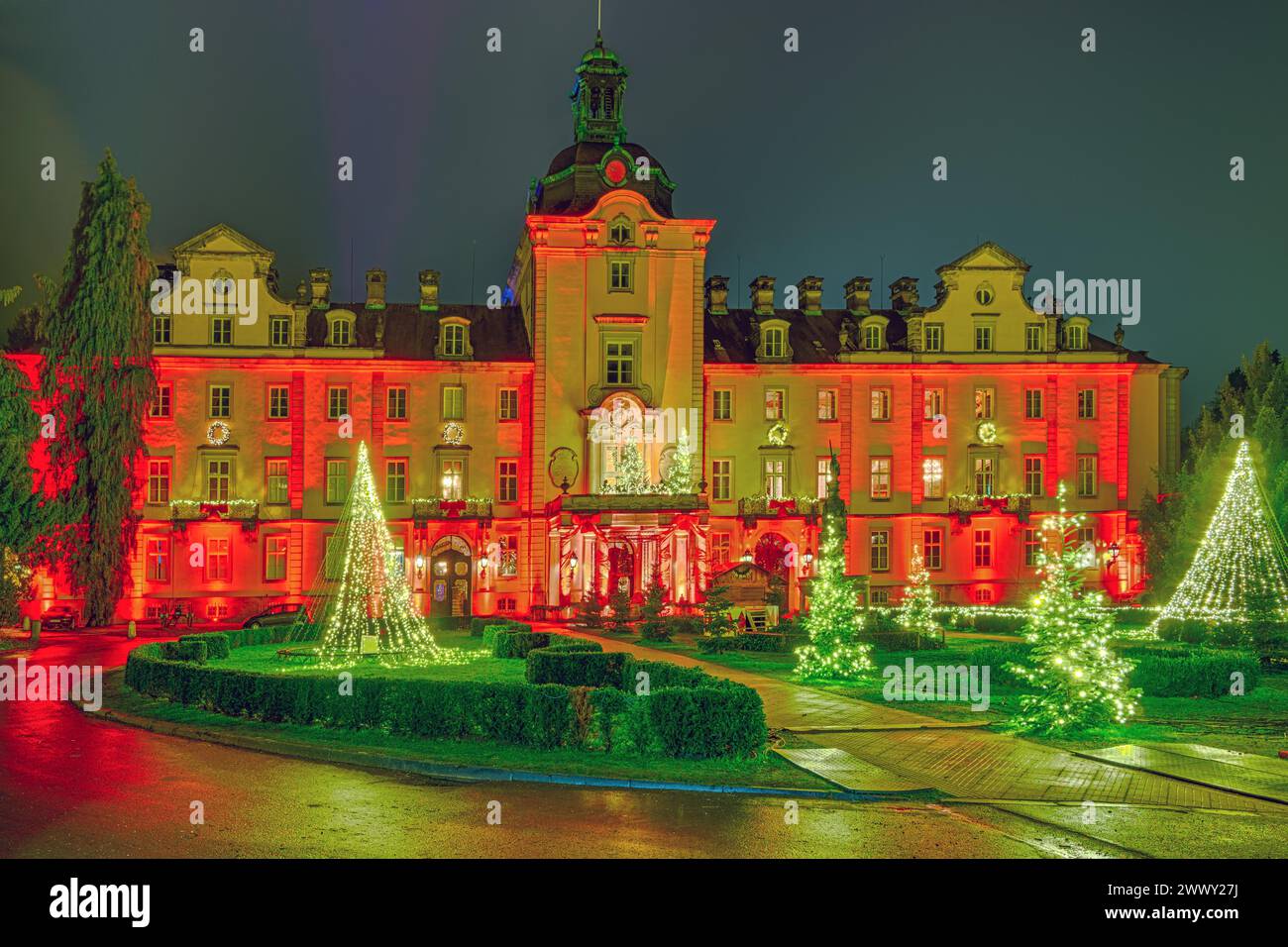 Schloss Bueckeburg Weihnachtsbeleuchtung Weihnachtszauber Bueckeburg Deutschland Stockfoto