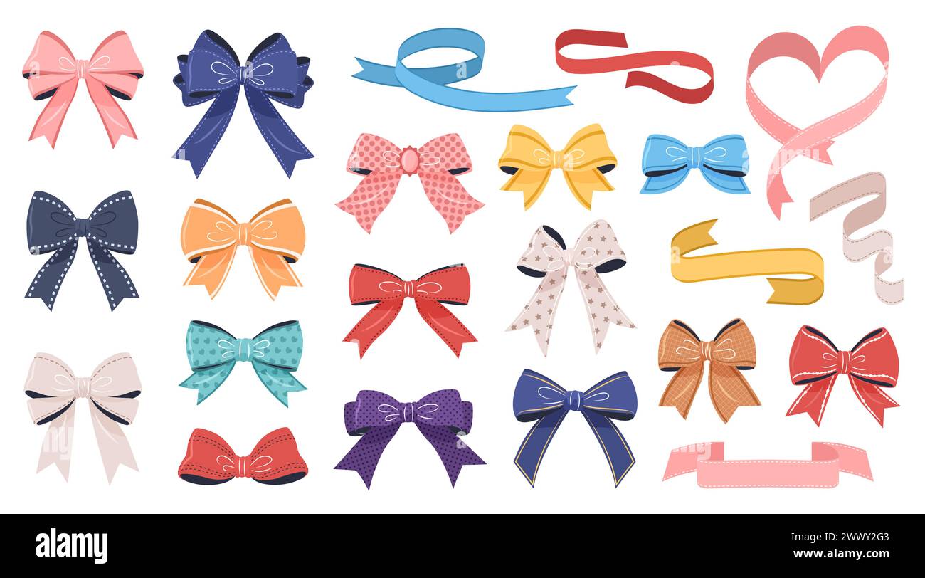 Festliche bowknot-Kollektion. Isolierte Vektordarstellungen. Stock Vektor