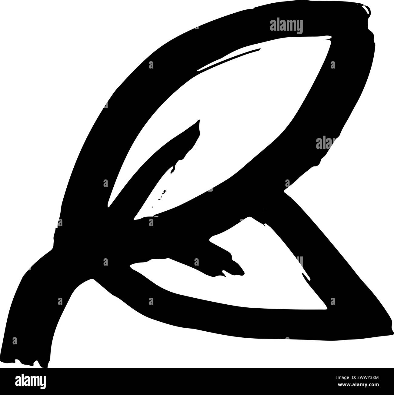 Grunge Öko-Blatt-Symbol Mit Trockenbürste Stock Vektor