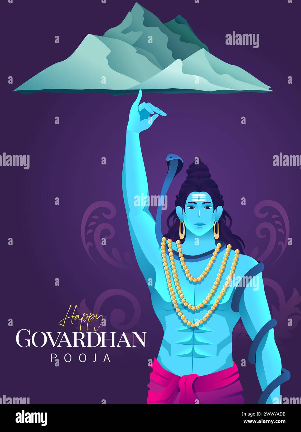 Indisches religiöses Festival Happy Govardhan Puja Banner Design Vorlage. Govardhan Pooja Vektor-Illustration Stock Vektor
