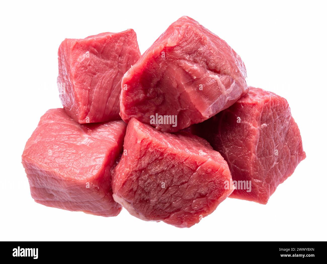 Rindfleischschnitte isoliert auf weißem Hintergrund. Datei enthält Beschneidungspfade. Stockfoto