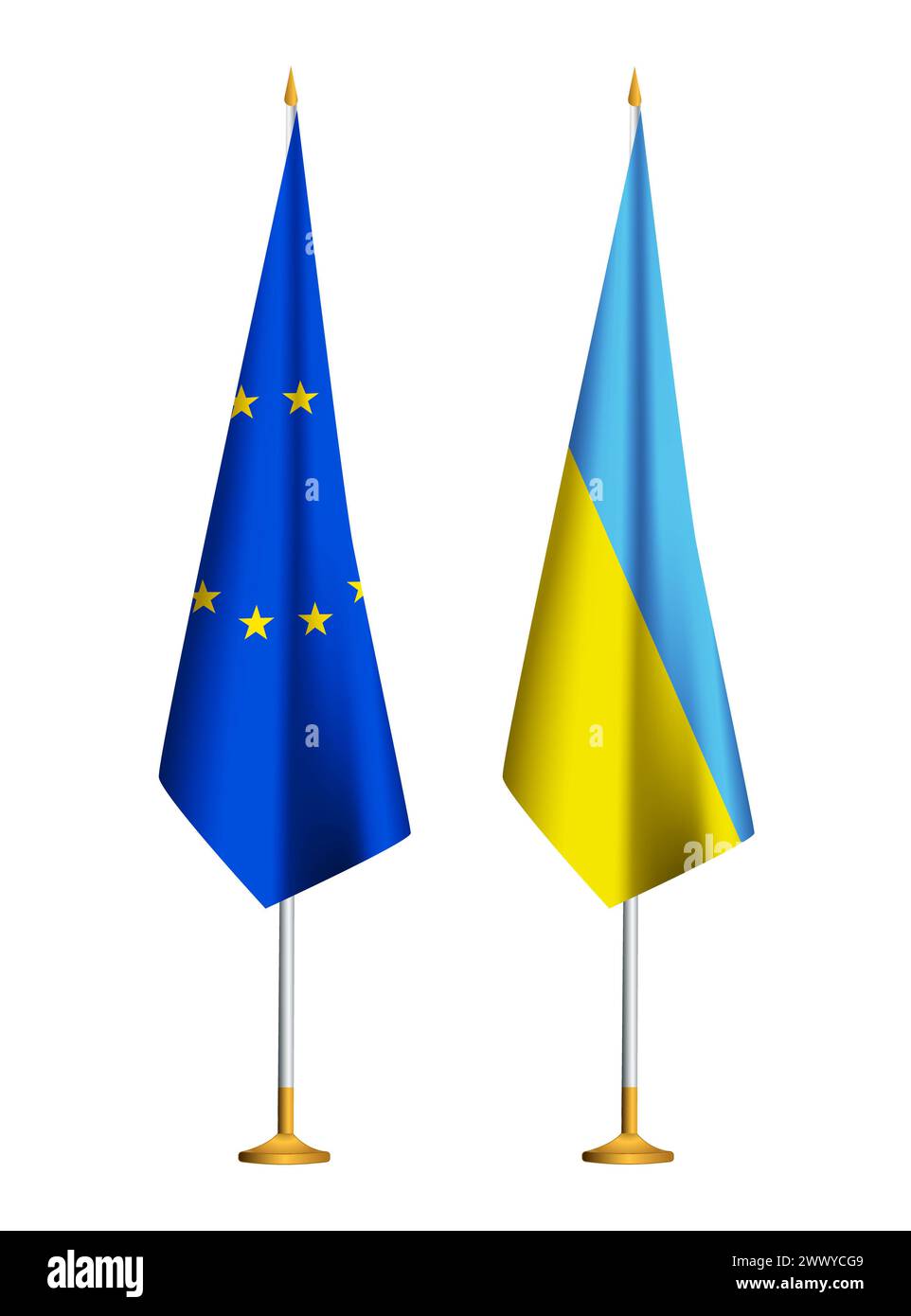 Europäische Union und Ukraine flaggen zusammen Stockfoto