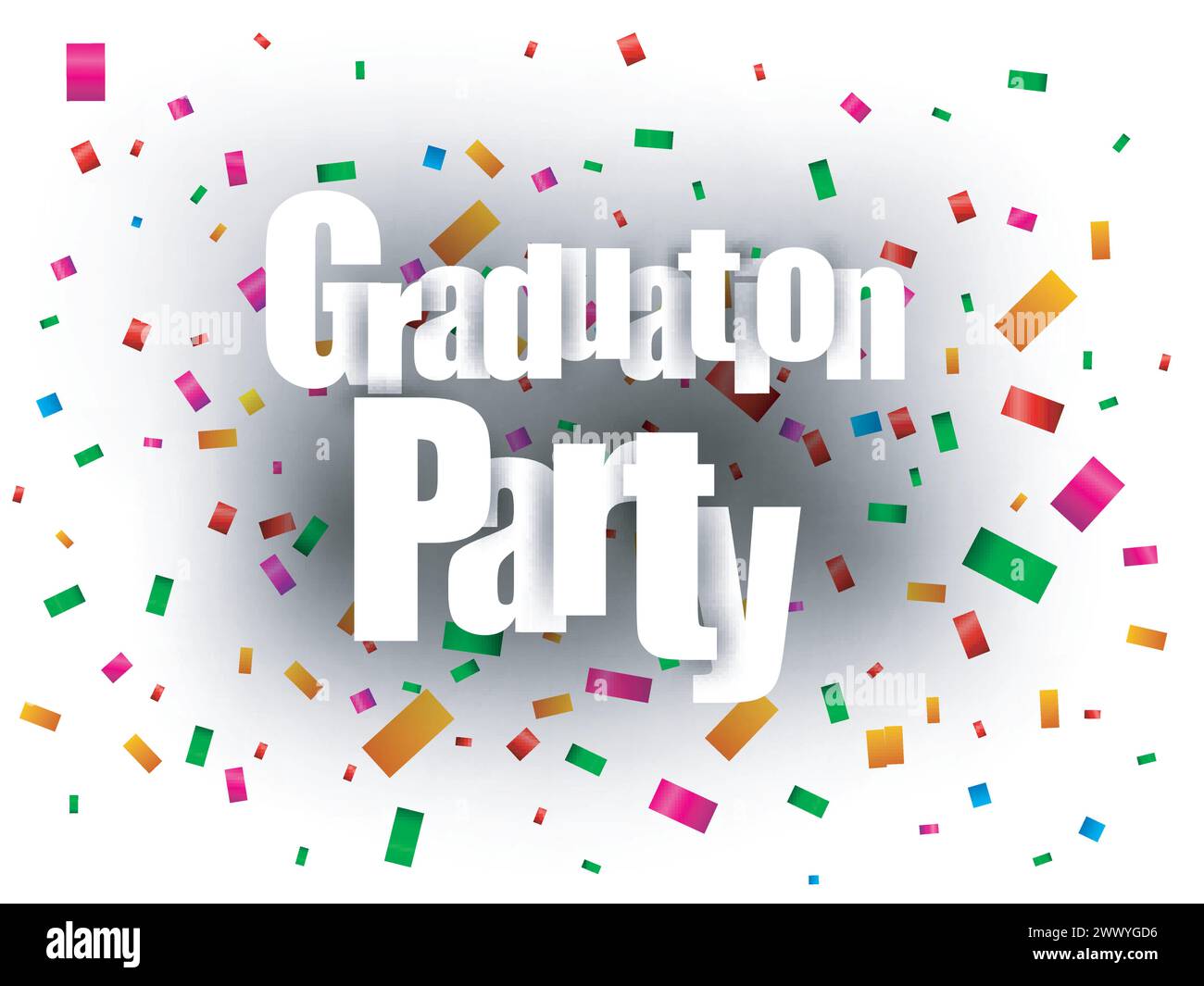 Graduation Party Text Mit Konfetti, Vektor-Illustration Stock Vektor