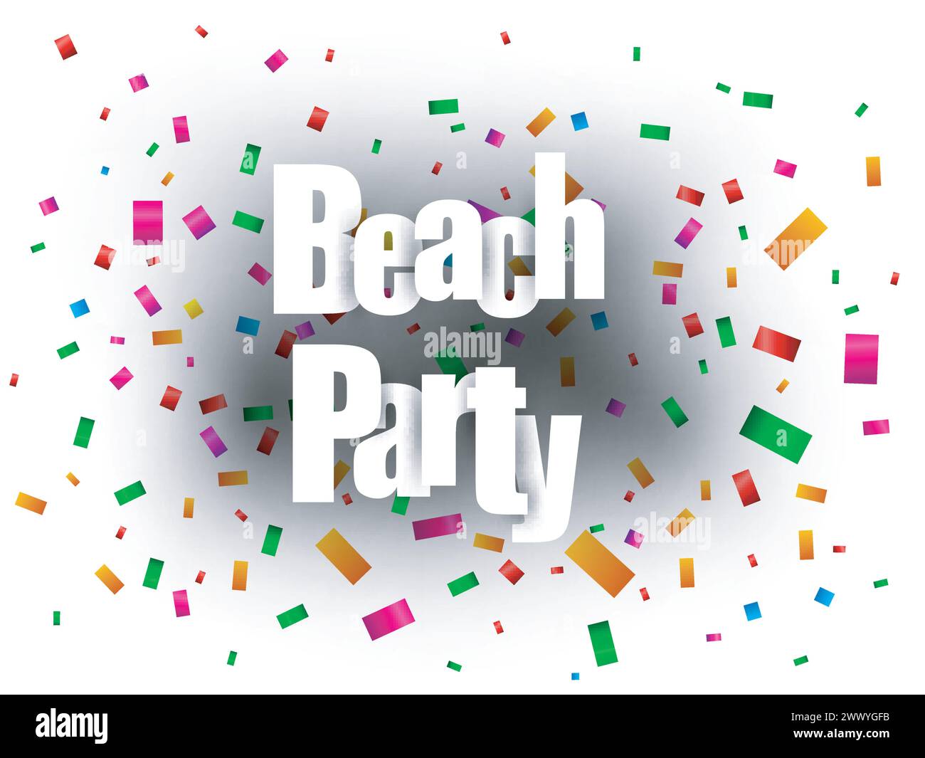 Beach Party Text Mit Konfetti, Vektor-Illustration Stock Vektor