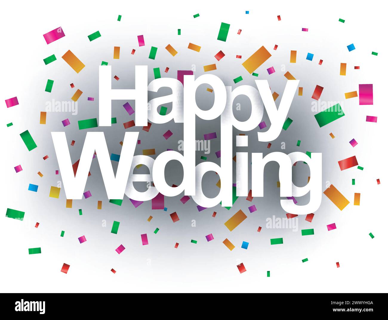 Glückliche Hochzeit Grußkarte Papierschnitt, Vektor-Illustration Stock Vektor