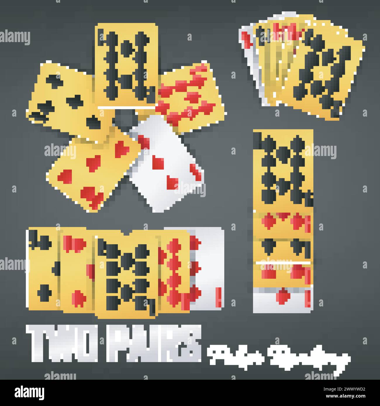 Zwei Paar Poker Ranking Casino Sets, Vektor-Illustration Stock Vektor