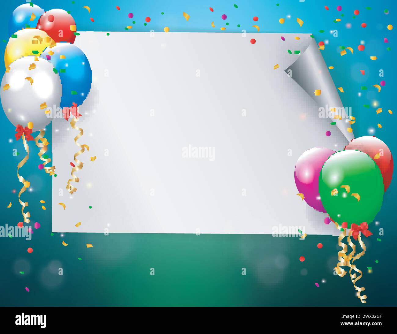 Geburtstagsschild Mit Bunten Ballons, Vektor-Illustration Stock Vektor