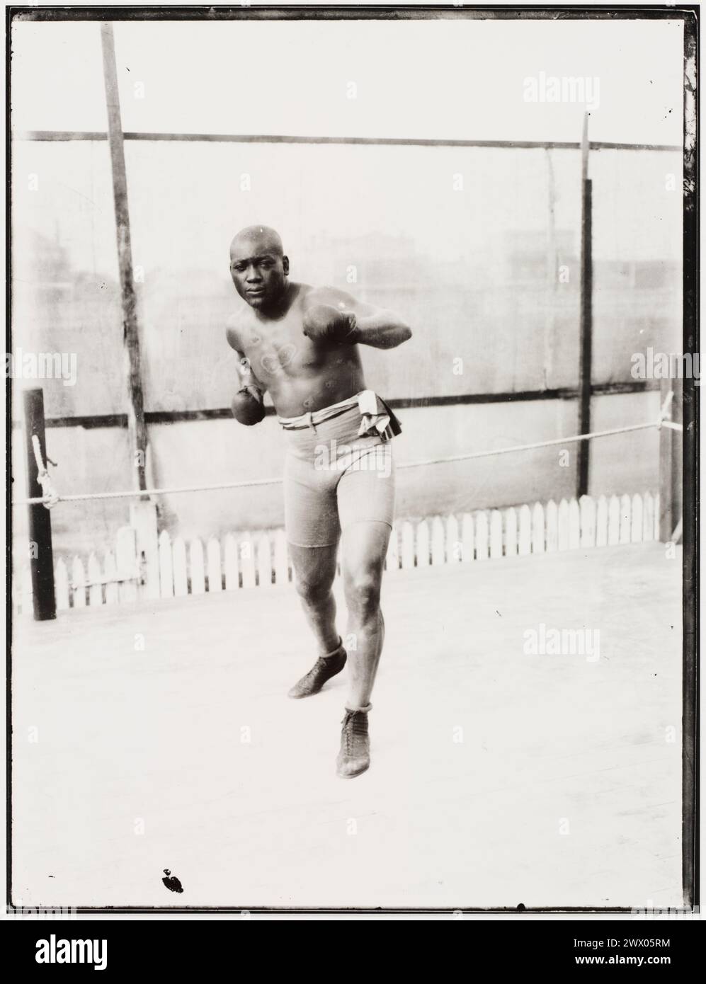 Der afroamerikanische Boxer und Weltmeister im Schwergewicht Jack Johnson in Sydney, Australien, um 1908 Stockfoto