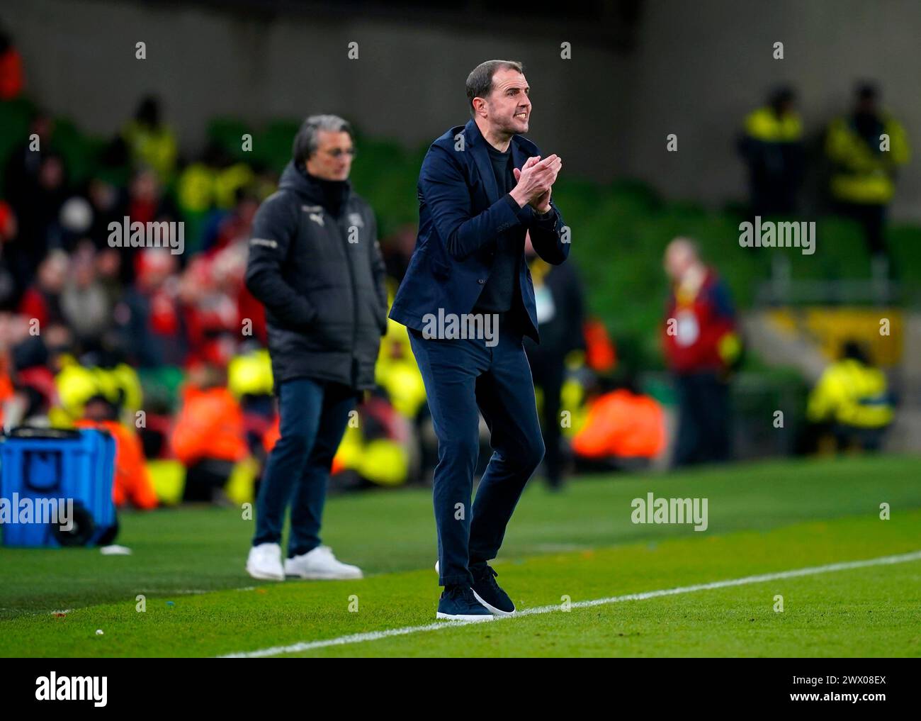 Interimstrainer John O'Shea während eines internationalen Freundschaftsspiels im Aviva Stadium in Dublin. Bilddatum: Dienstag, 26. März 2024. Stockfoto