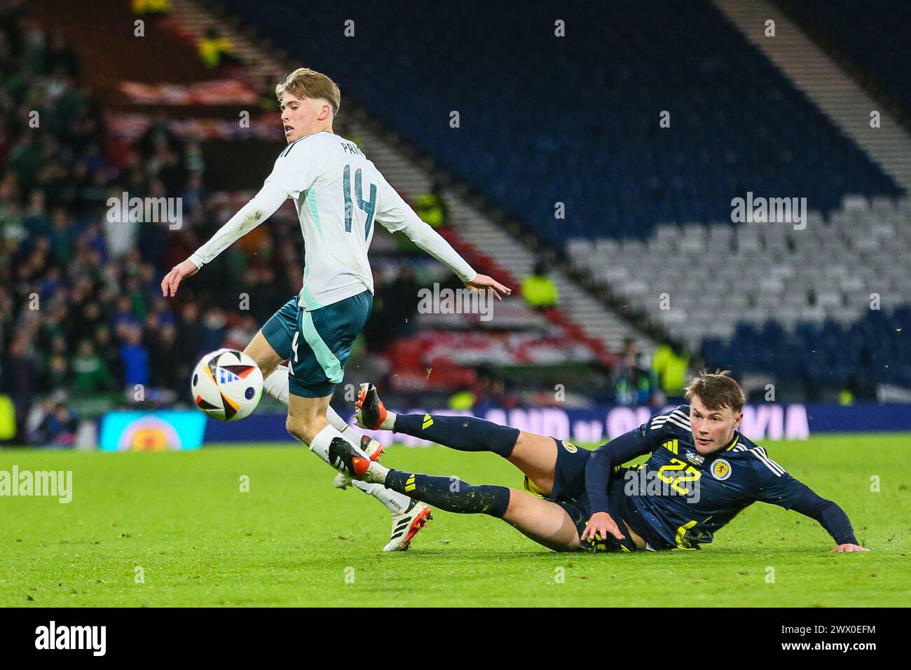 Glasgow, Großbritannien. März 2024. Bei der Vorbereitung auf die UEFA EURO 2024 spielt Schottland Nordirland im schottischen Nationalstadion Hampden Park in Glasgow. Quelle: Findlay/Alamy Live News Stockfoto