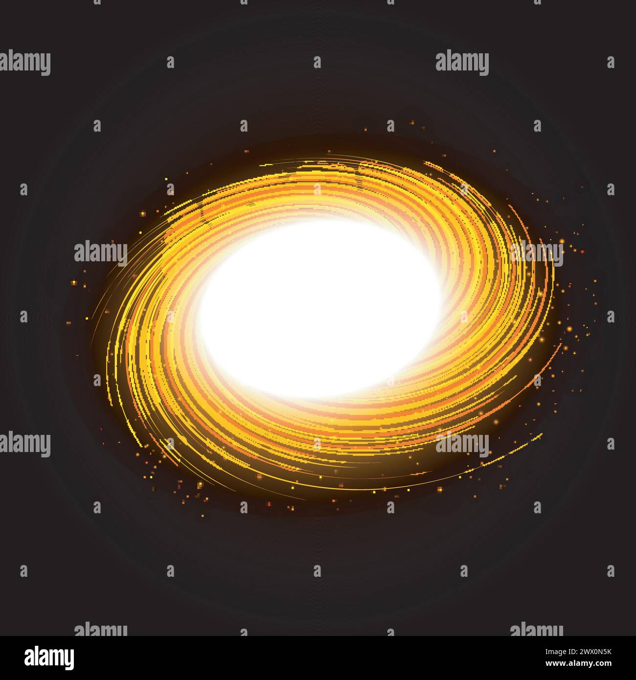 Rotierendes gelbes Licht glänzend mit Sparkles flache perspektivische Ansicht, geeignet für Produktwerbung, Produktdesign und andere, Vektorillustration Stock Vektor