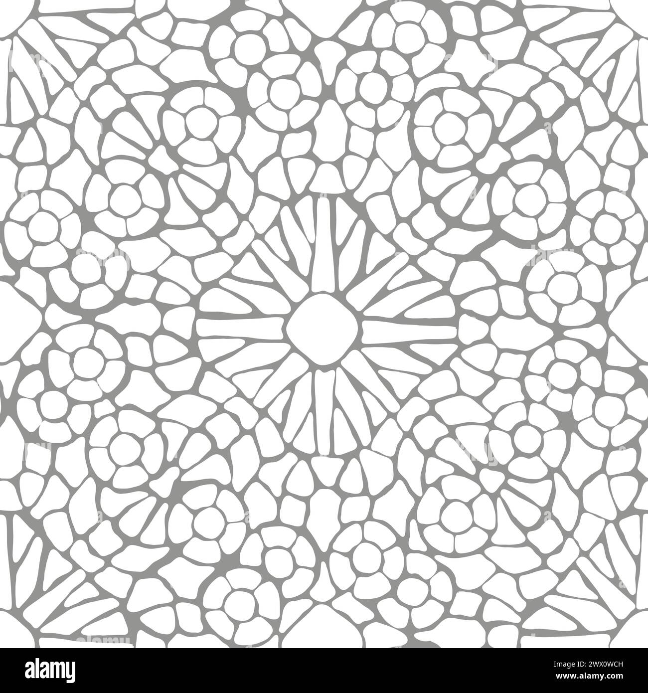 Modernes nahtloses Blumenmosaik-Muster. Kreatives farbenfrohes Collage-Muster. Modische Vorlage für Design. Einrichtung mit Buntglasfenstern Stock Vektor