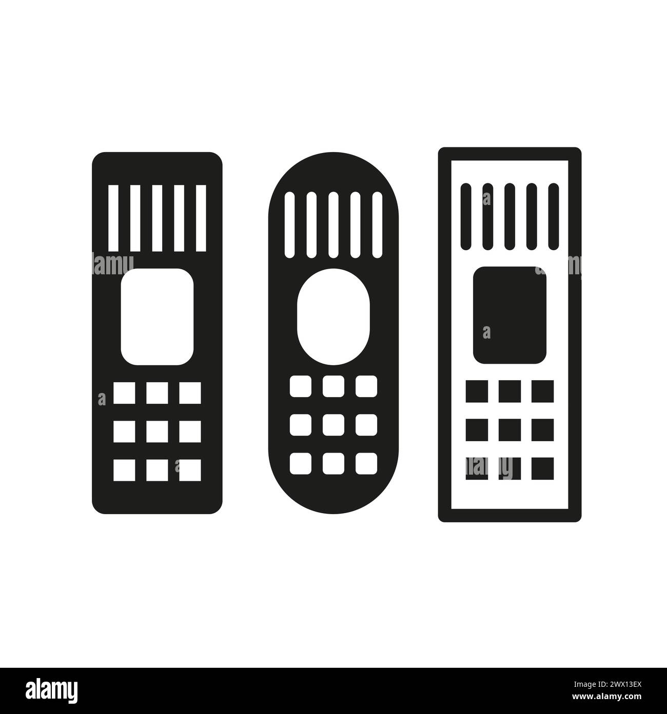 Retro-Mobiltelefone. Vintage-Handys-Kollektion. Telekommunikationssymbole. Vektorabbildung. EPS 10. Stock Vektor