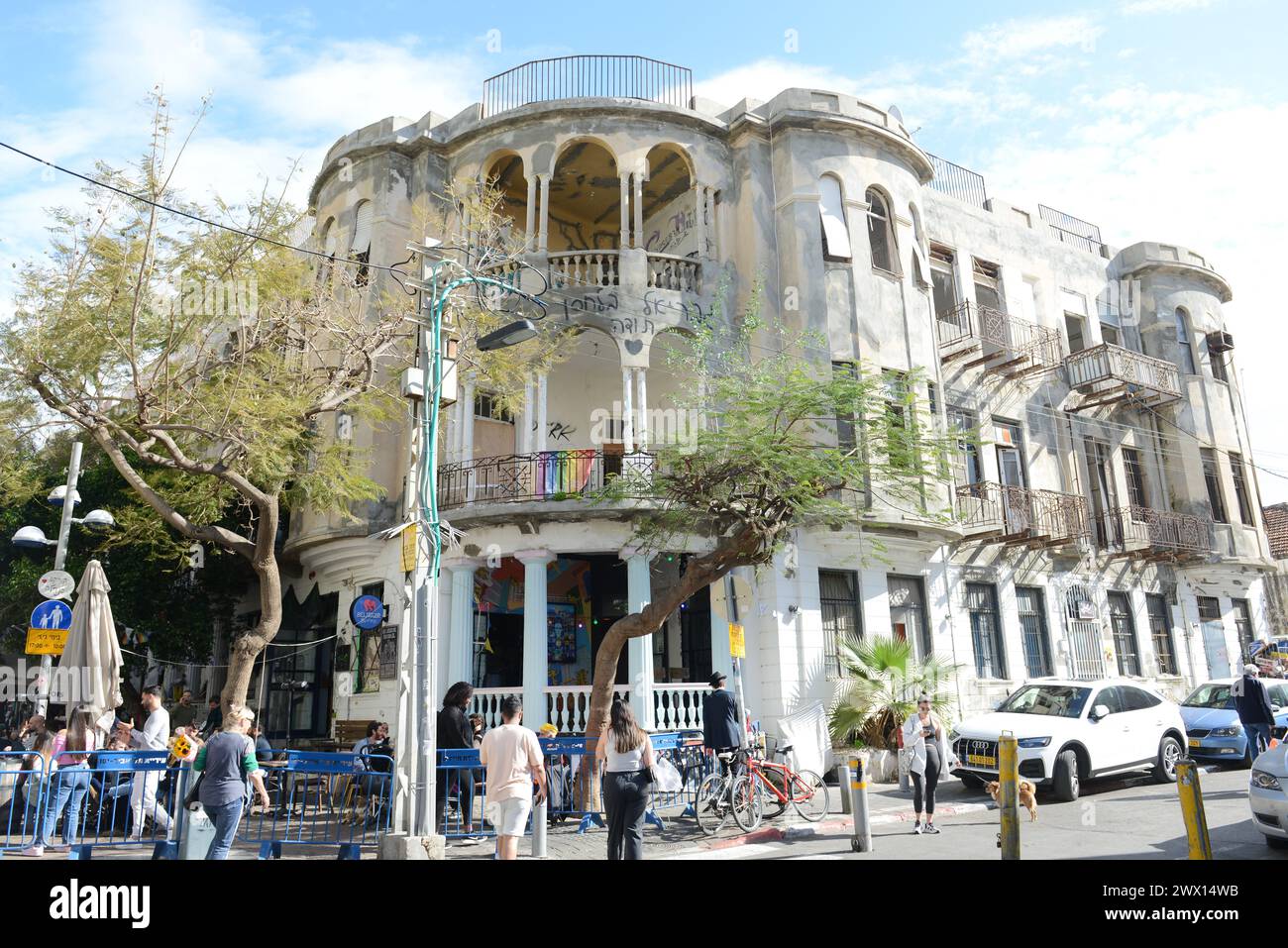 Beit Haamudim auf der Rambam Street in Nahalat Binyamin, Tel-Aviv, Israel. Stockfoto