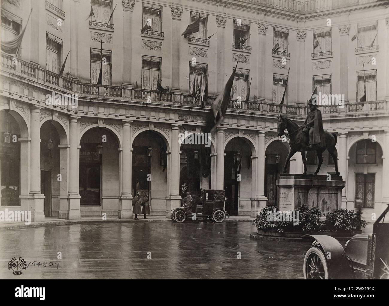 Pariser Friedenskonferenz. Hotel Edouard VII., Unterkunft der italienischen Friedenskommission. Paris, seine, Frankreich ca. Januar 1919 Stockfoto