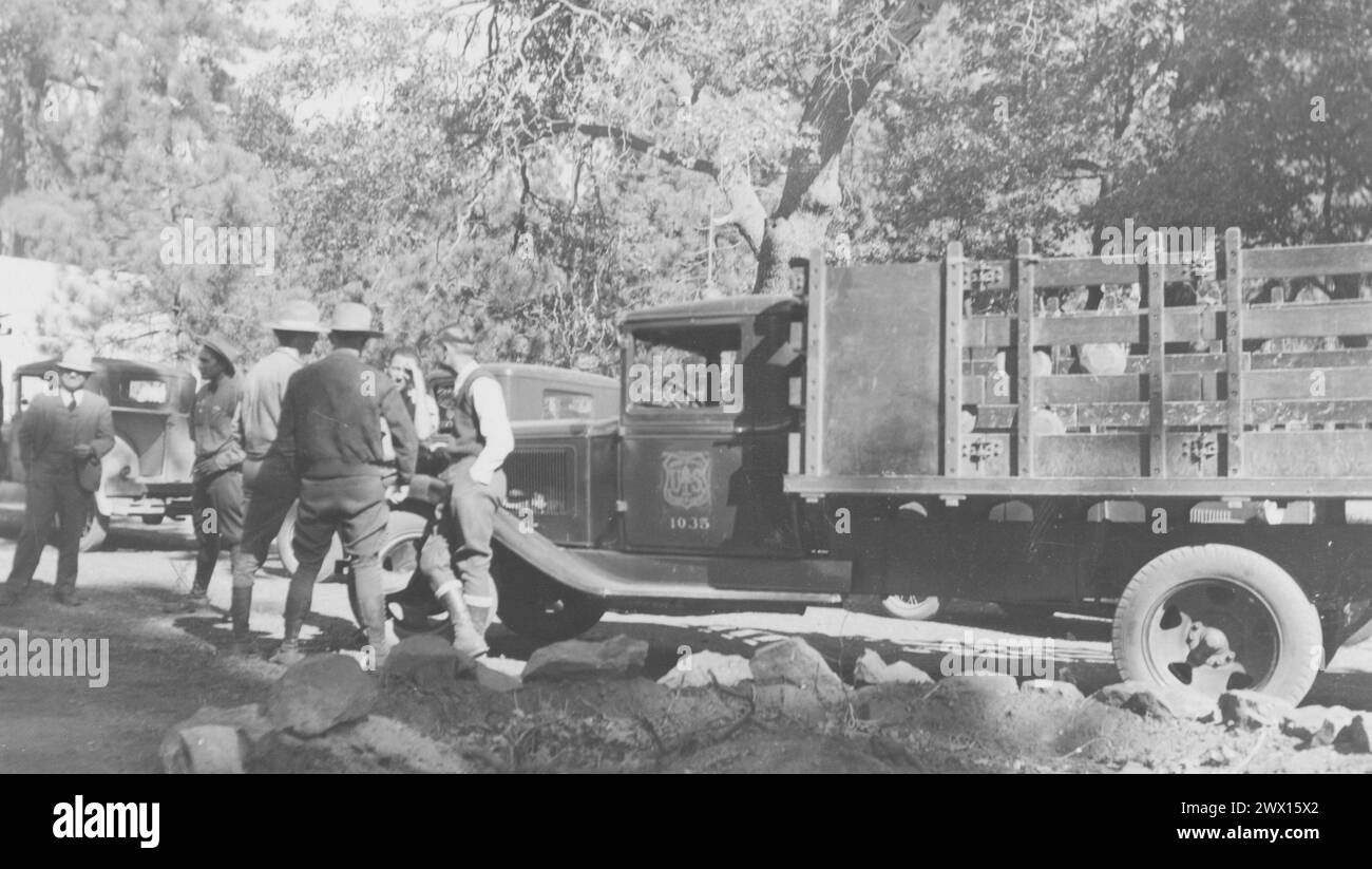 Foto der Nagetier-Kontrollschule beim U.S. Forest Service in den Laguna Mountains CA. 1936-1942 Stockfoto
