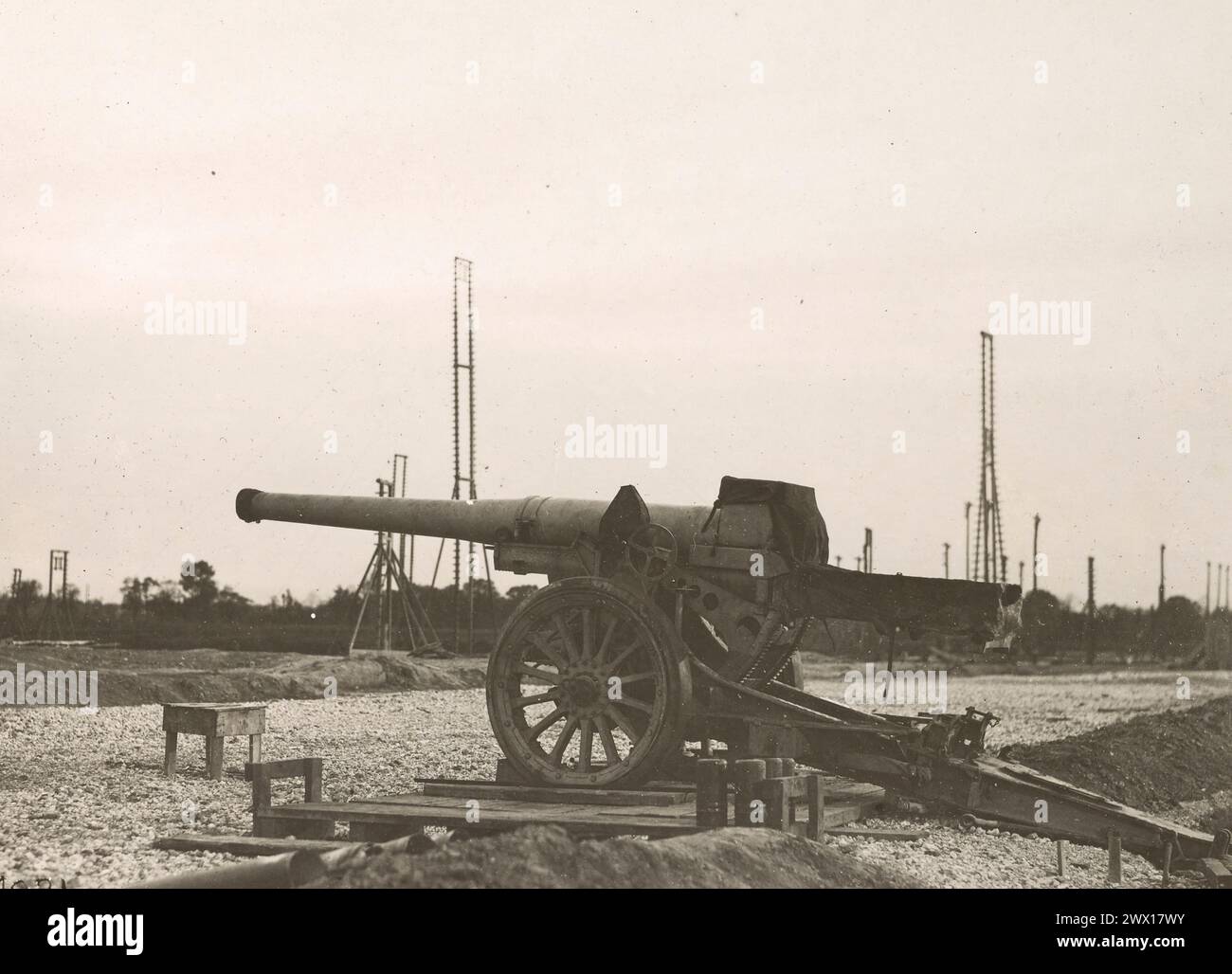 Eine große Waffe, montiert für Tests auf dem Aberdeen Proving Grounds ca. 1918-1920 Stockfoto