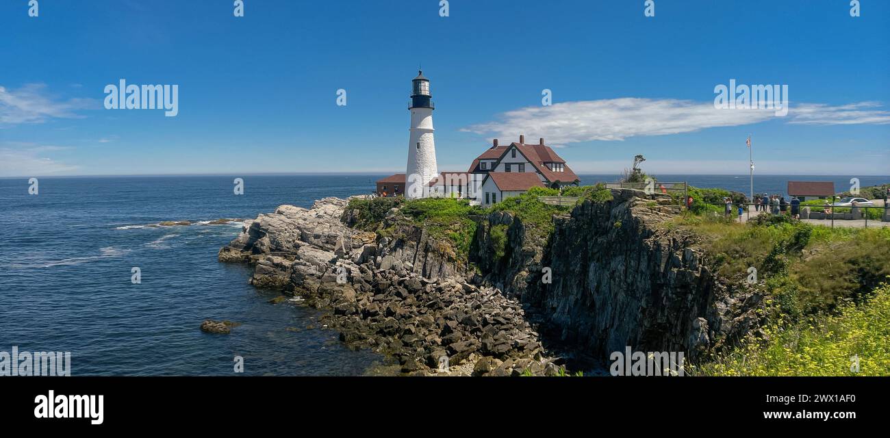 Portland Head Light ist der älteste Leuchtturm in Maine im Fort Williams Park in Cape Elizabeth Stockfoto