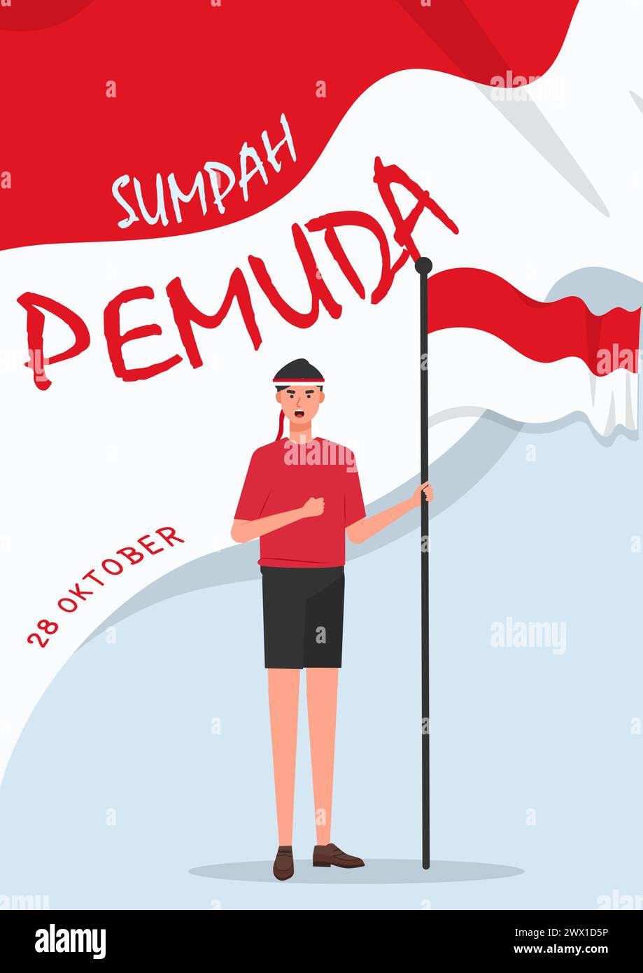 Übersetzung : Happy Indonesian Youth Pledge Day Vector Illustration. Stock Vektor