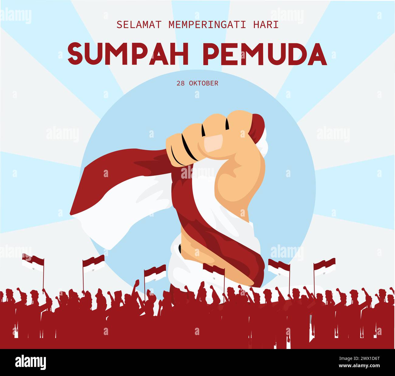 Übersetzung : Happy Indonesian Youth Pledge Day Vector Illustration. Stock Vektor