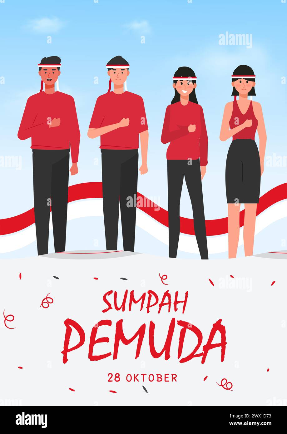 Übersetzung : Happy Indonesian Youth Pledge Day Vector Illustration. Stock Vektor
