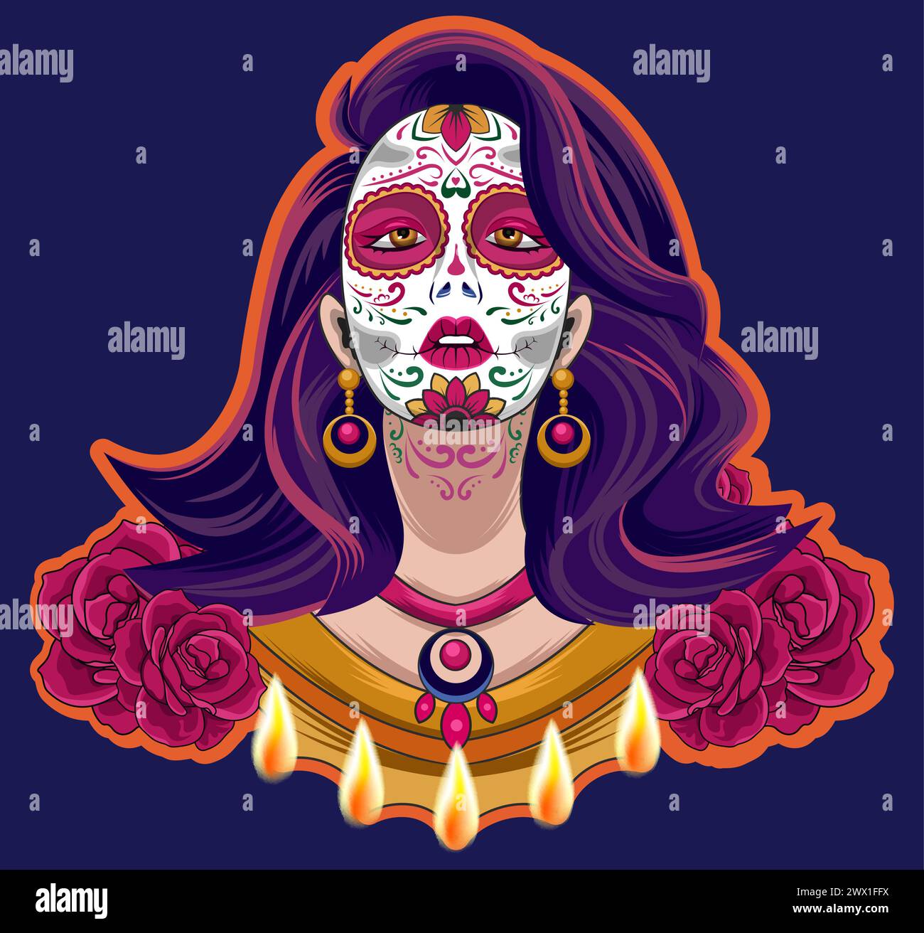 Dia de los muertos bedeutet Tag der Toten. Mexikanisches Feiertagsfest Vorlage Banner Vektor Illustration. Stock Vektor