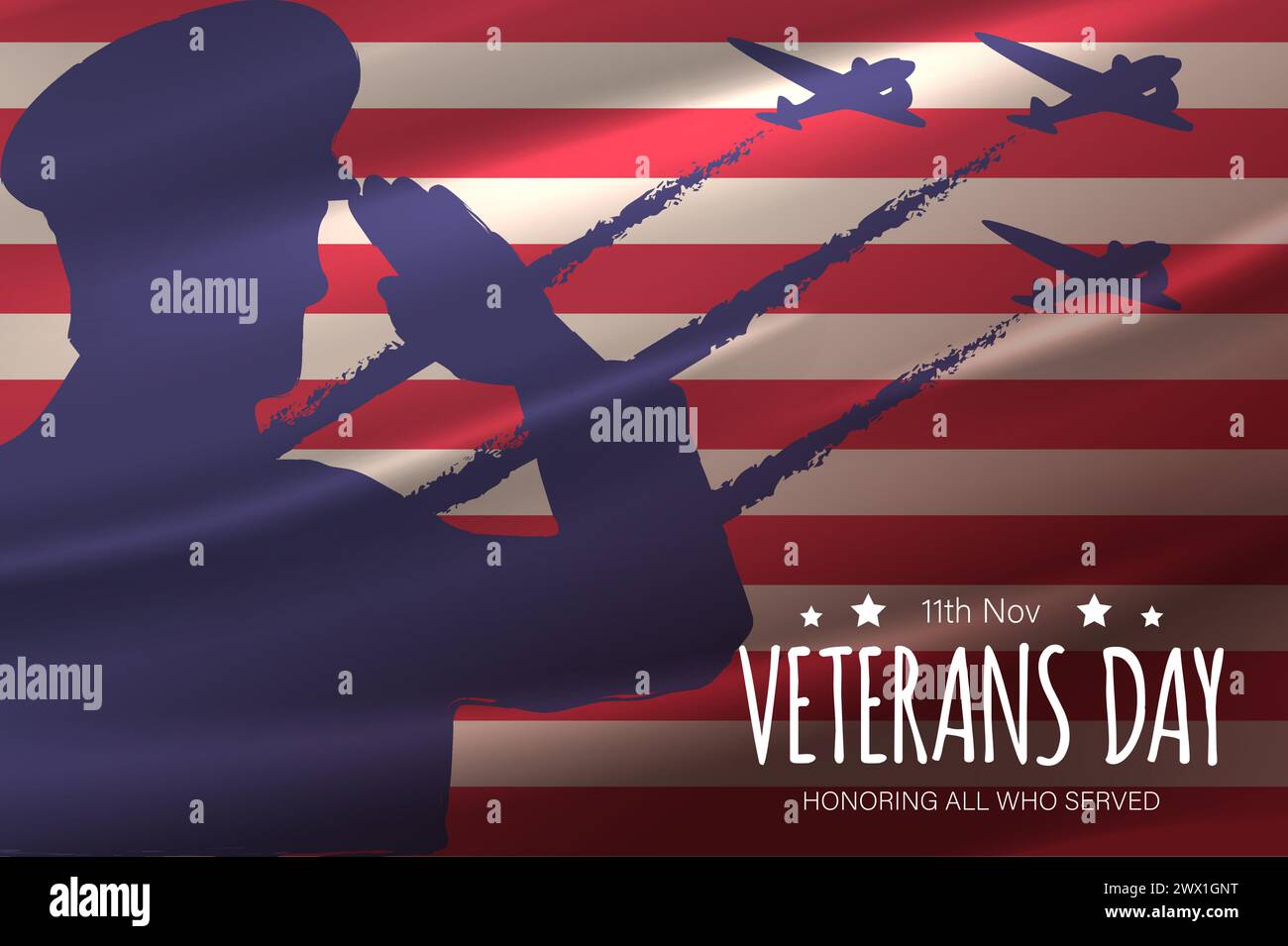 Veterans Day Template Design mit US Flagge und Soldat für Poster und Banner Vektor Illustration. Zu Ehren Aller, Die Gedient Haben. November Stock Vektor