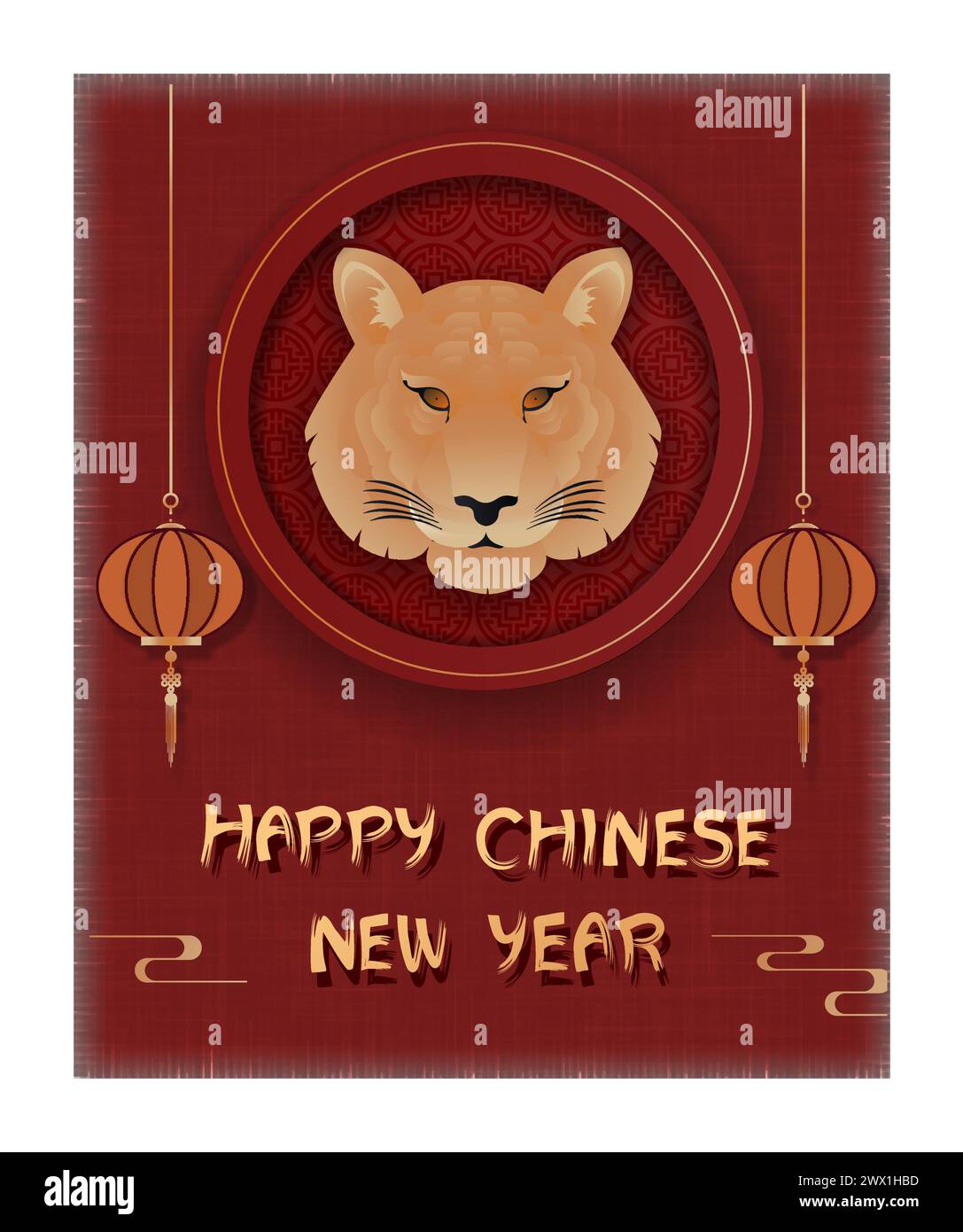 Chinesisches Neujahr 2022 Jahr des Tigers mit asiatischen Elementen Jahr des Tigers Stock Vektor