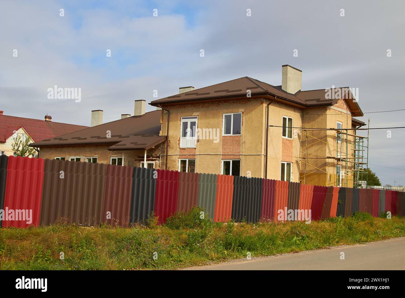 27.09.2018 Ukraine Mervychi, Bau eines Kindergartens auf dem Land Stockfoto