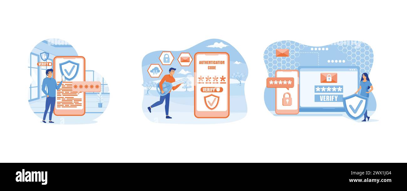 Sichere Überprüfung der OTP-Authentifizierung. Einmaliges Passwort für sichere Transaktionen bei digitaler Zahlung. Transaktion für mobile App auf dem Smartphone-Bildschirm. Stock Vektor