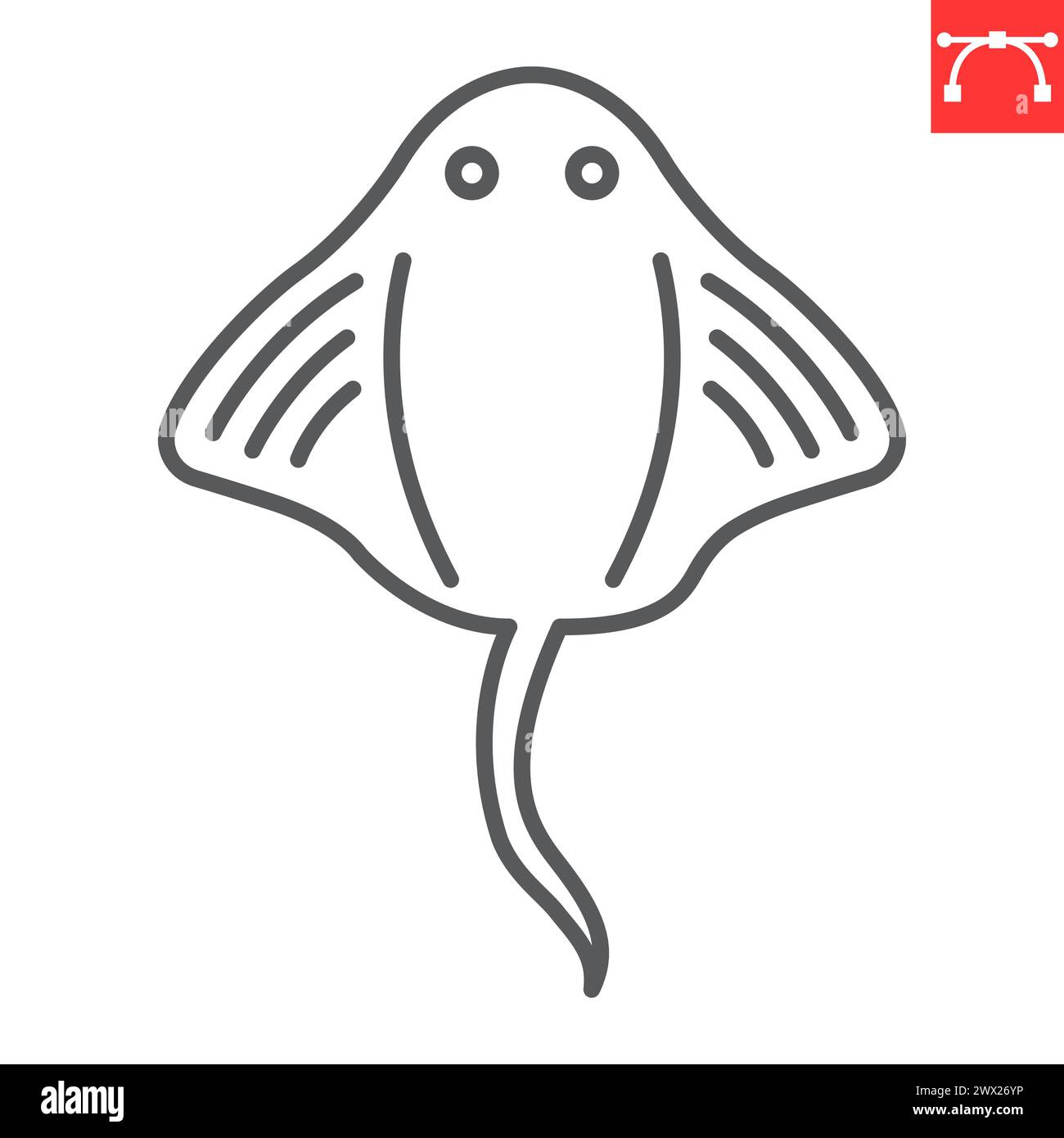 Crampfish Line Icon, Meeresfrüchte und Fisch, Stachelrochen Vektor Icon, Vektor Grafiken, editierbare Strichumrisszeichen, eps 10. Stock Vektor