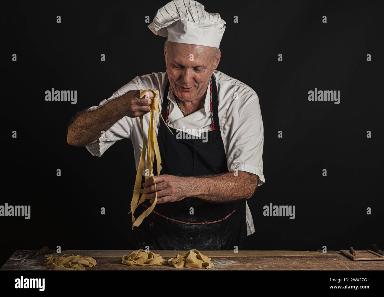 Der Italiener liebt handgemachte Pasta Stockfoto