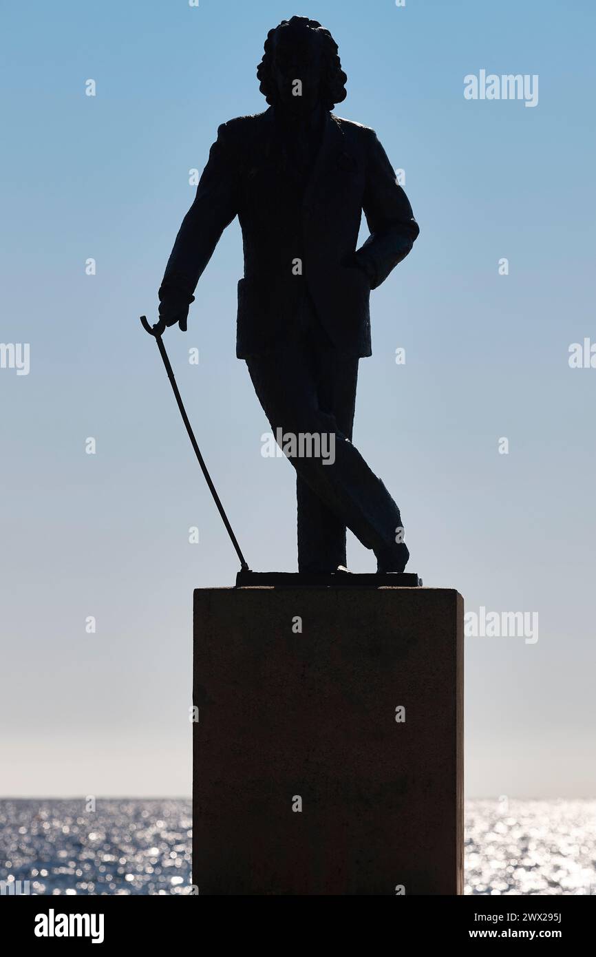 Salvador Dali Statue im Dorf Cadaques. Girona, Costa Brava. Spanien Stockfoto