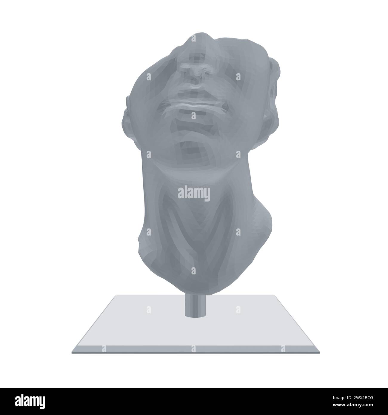 Antike griechische Skulptur. Polygonale Skulptur eines halben Kopfes 3D. Vorderansicht. Vektorabbildung. Stock Vektor