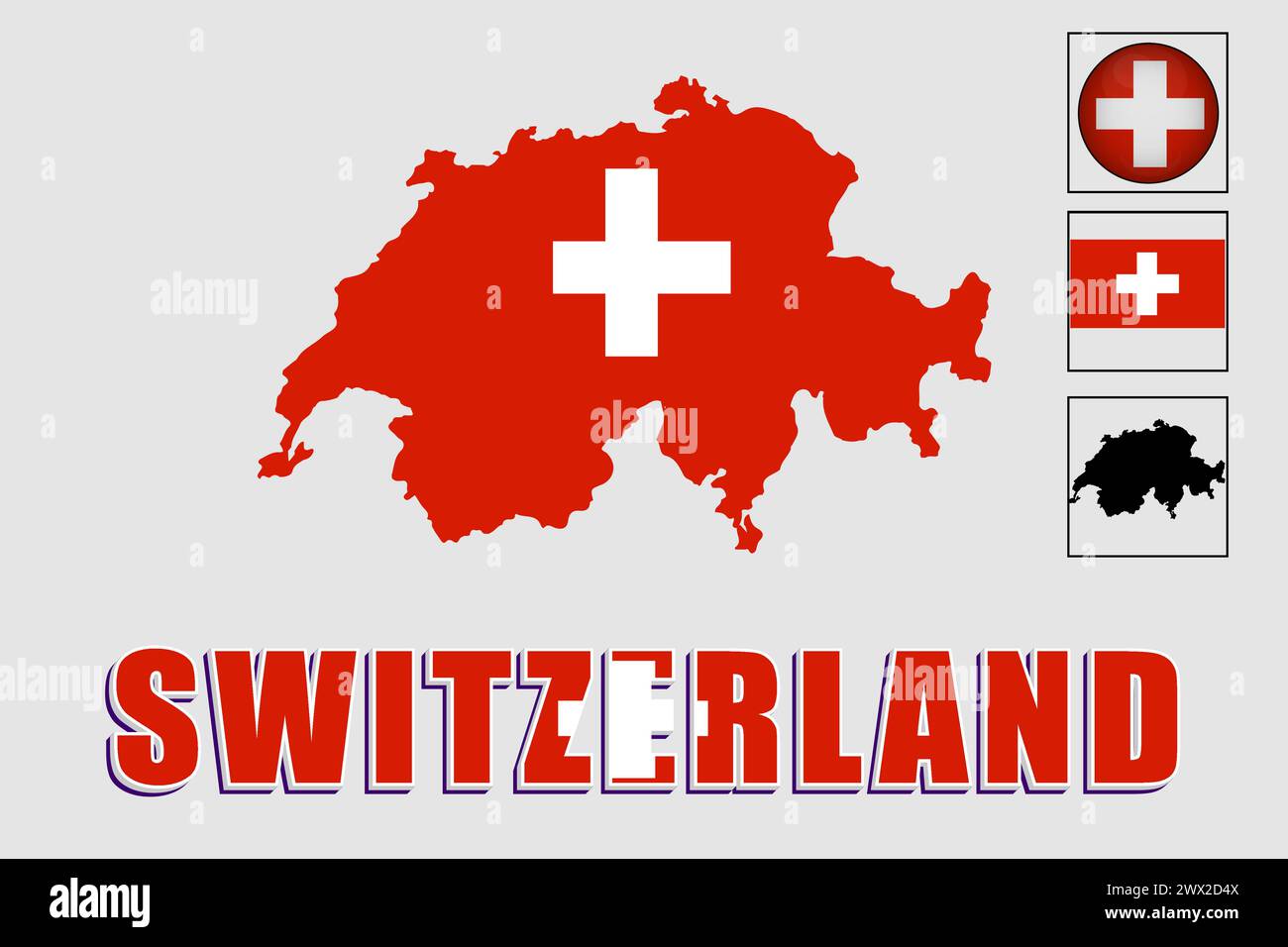 Schweiz Flagge und Karte in einer Vektorgrafik Stock Vektor
