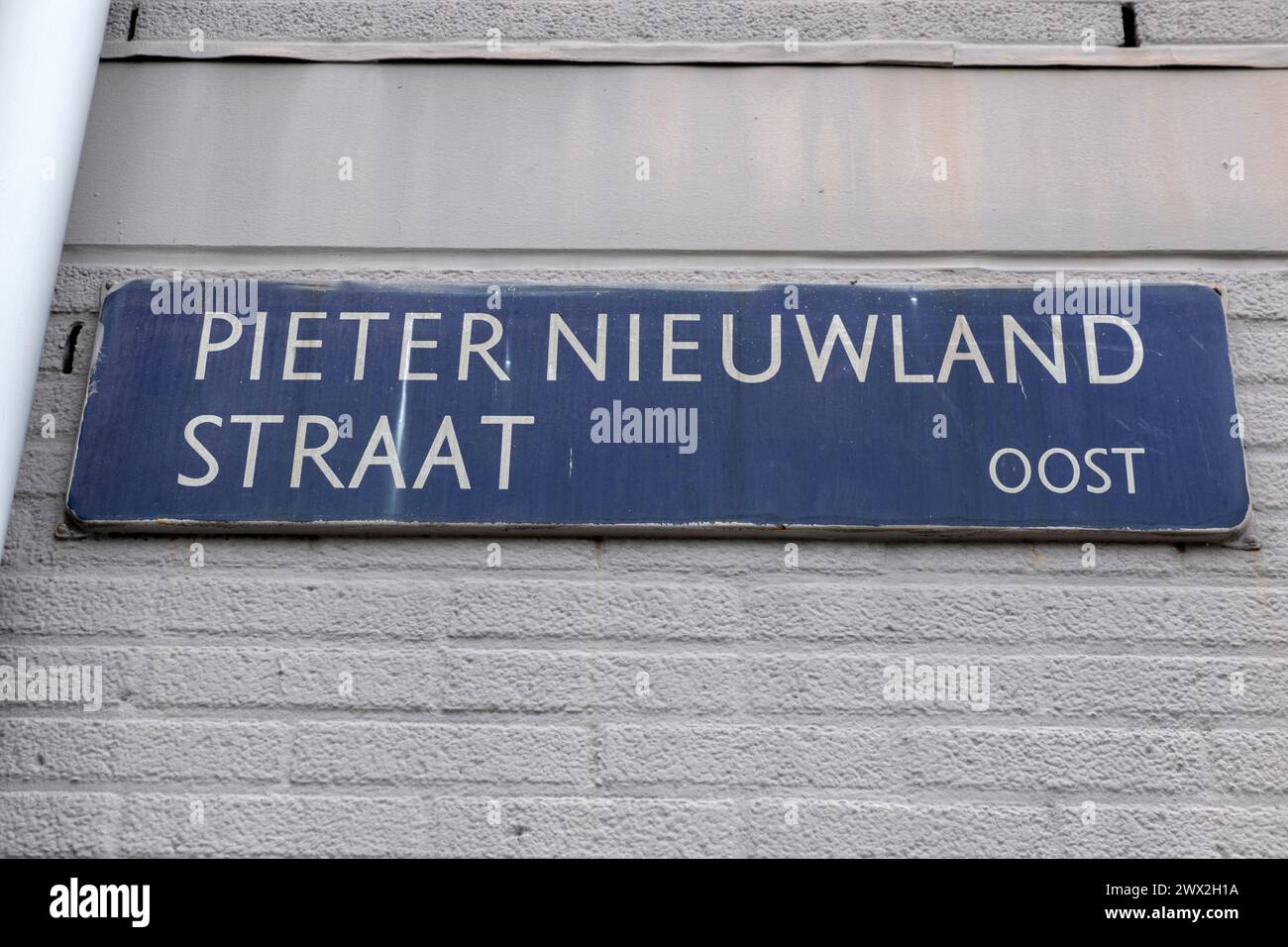 Close Up Straßenschild Pieter Nieuwlandstraat In Amsterdam Niederlande 20-3-2024 Stockfoto