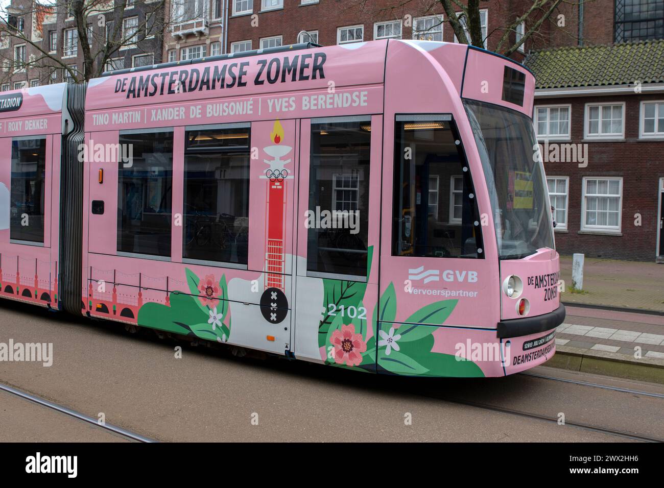 Thema 14 Tram De Amsterdamse Zomer In Amsterdam Niederlande 21-3-2024 Stockfoto