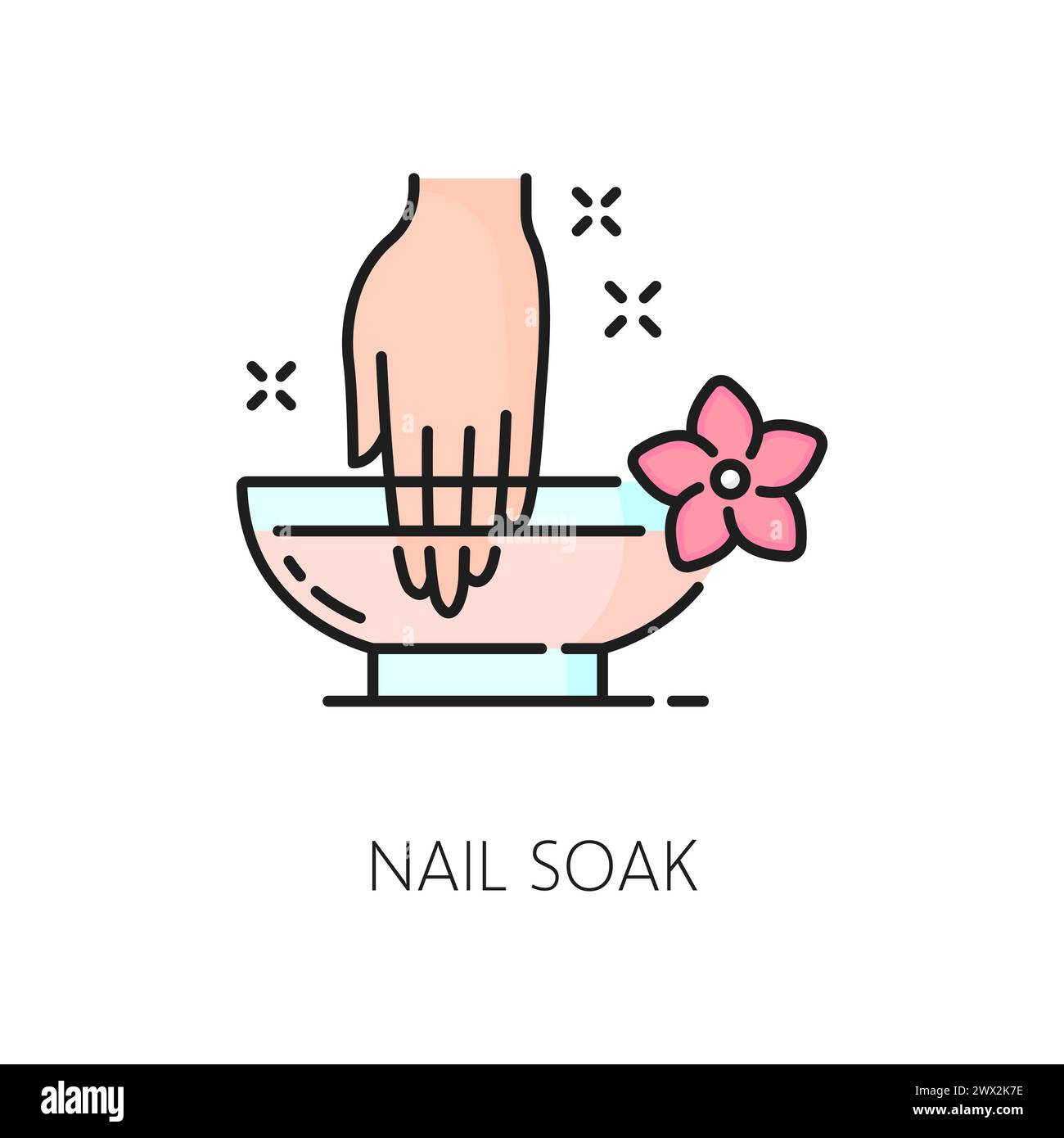 Symbol für die Farblinie für Nagelpflege. Maniküre und Pediküre Meister Kosmetologie, Frau Schönheit oder Spa Salon lineare Vektorsymbol. Dünnes Piktogramm oder Schild für Kosmetik- und Make-up-Geschäfte Stock Vektor