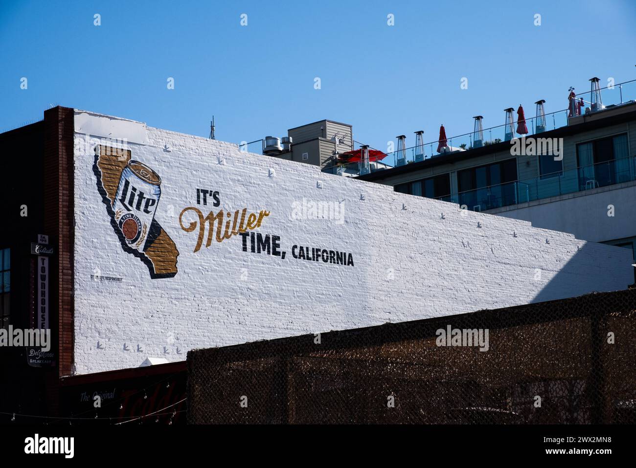 Miller Beer Schild in Venice Beach in Los Angeles, Kalifornien, USA Stockfoto