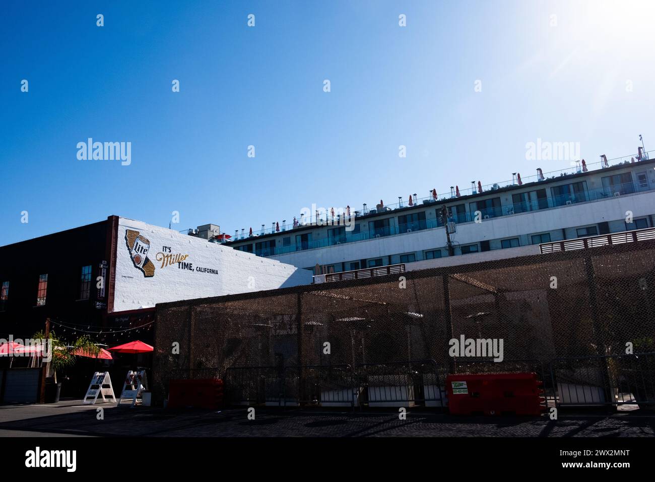 Miller Beer Schild in Venice Beach in Los Angeles, Kalifornien, USA Stockfoto