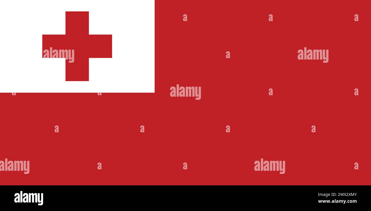 Nationalflagge von Tonga, Tonga-Zeichen, Tonga-Flagge Stock Vektor